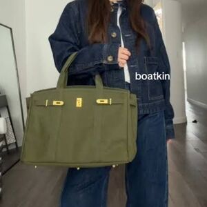 Arovya Olive Green Boatkin Tote Bag